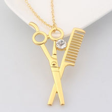 Load image into Gallery viewer, Fashion Jewelry Barber's chair Barber Hip Hop Barber Hairdresser Gothic chain Necklace Scissors comb Accessories