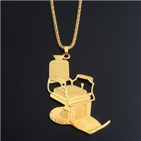 Load image into Gallery viewer, SG New Fashion Barber's Series Necklaces Hip Hop Barber Chair Hairdresser Gothic Chain Necklace Scissors Comb Jewelry For Men