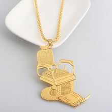 Load image into Gallery viewer, SC Fashion Gold Barber's Series Necklaces Hip Hop Barber Chair Hairdresser Gothic Chain Necklace Scissors Comb Jewelry For Men