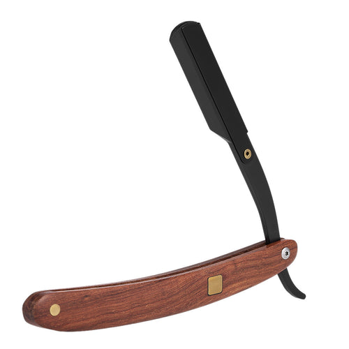 Stainless Steel Razor Straight Edge Shaving Razor Folding Barber Razor Wooden Handle Hair Eyebrow Beard Shaver Shaving Tool